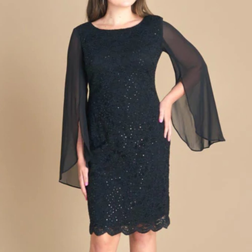Black dress with split sleeves